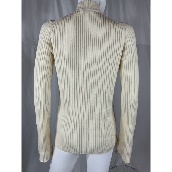 Chlo� Ribbed White Wool And Cashmere-Blend Turtleneck Sweater Size L - Picture 2 of 3